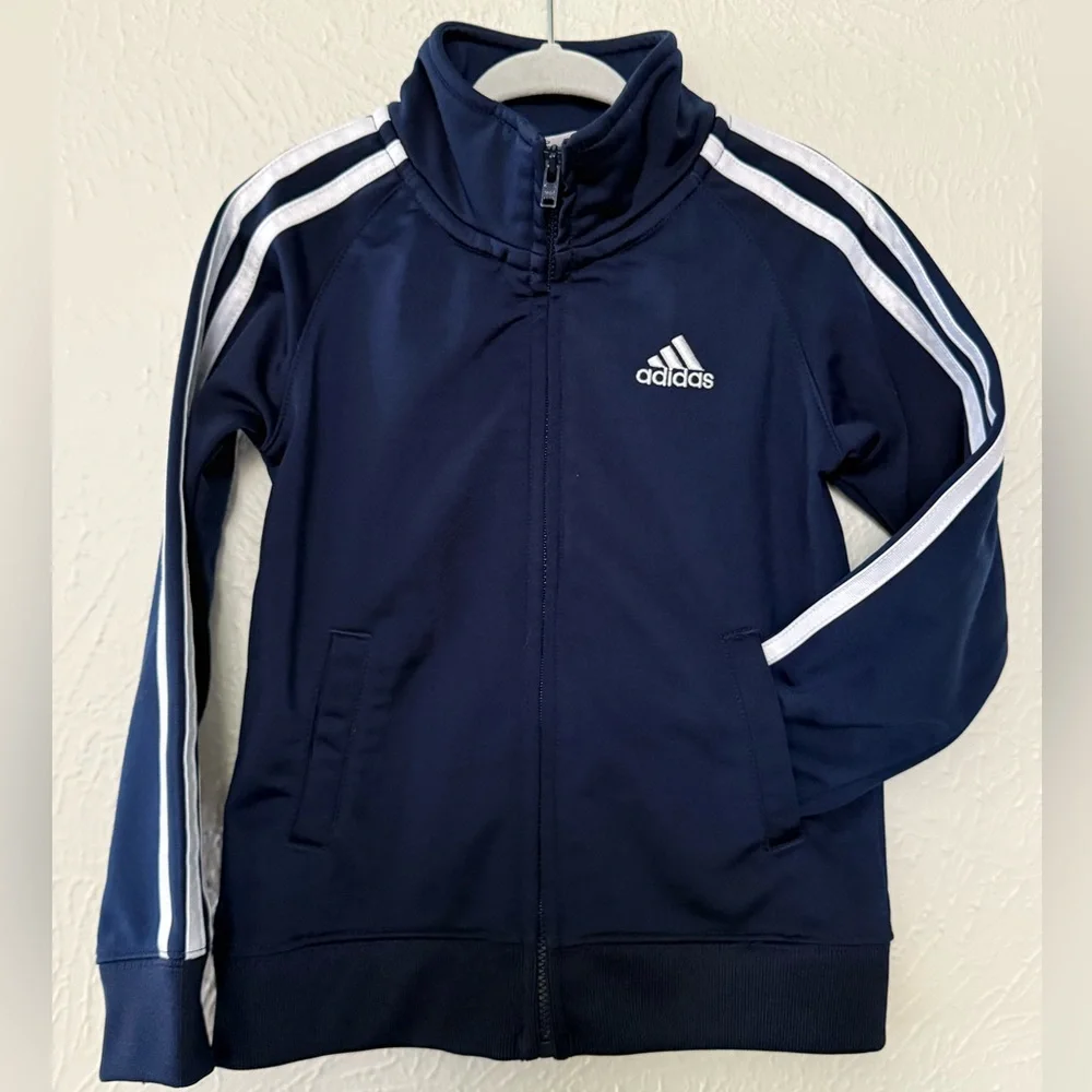 Adidas Kids Blue Sweatshirt with White Stripes - Picture 2 of 2